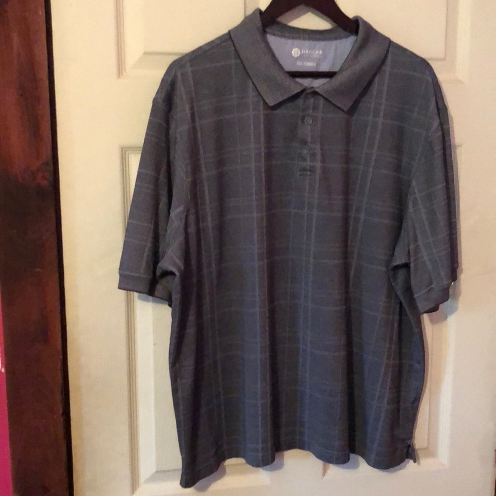 Haggar Gray Patterned Pique Knit Polo Shirt Mens 2XL